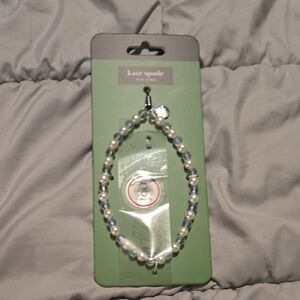 Kate Spade White and Blue Beaded Cell Phone Charm NWT